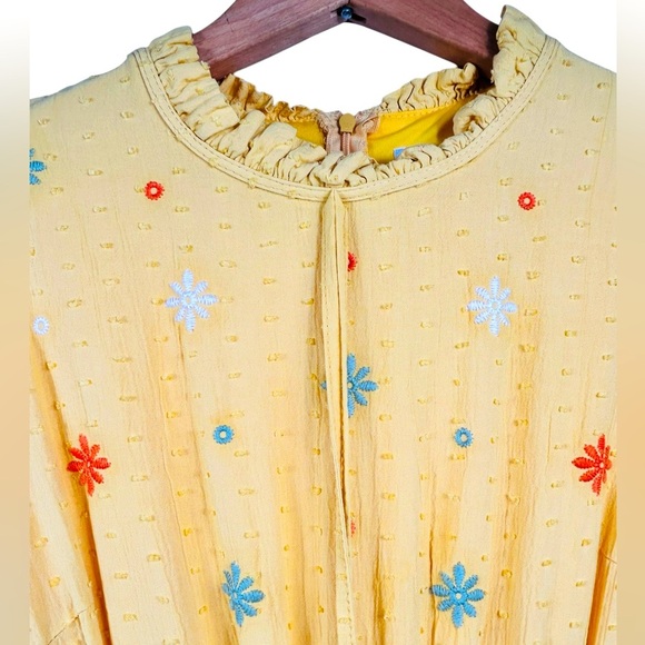 Alvina yellow maxi dress, 42 (M),embroidered flowers, tassels Modern Boho Pretty - Picture 3 of 11
